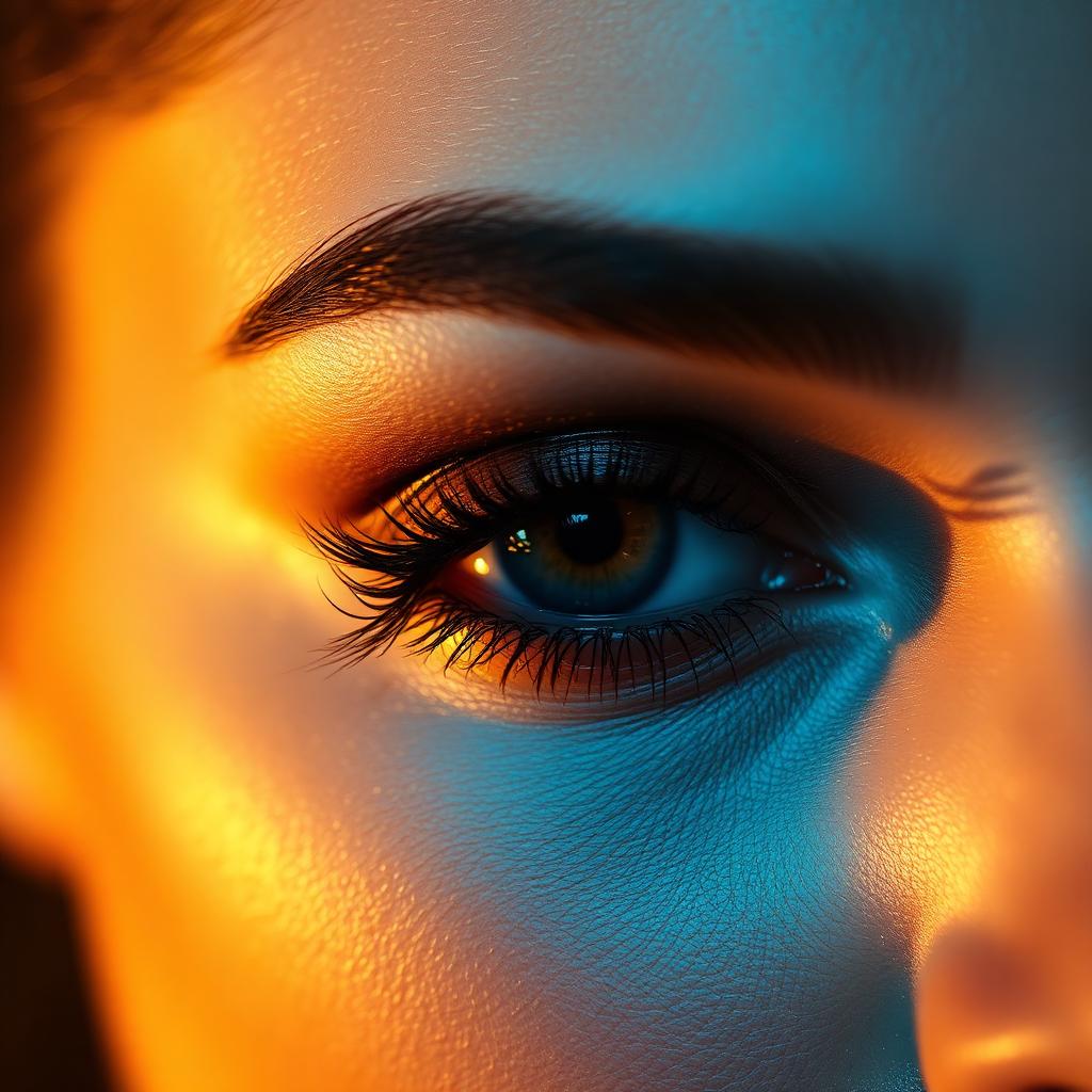 Close-up of soft bronze eye makeup